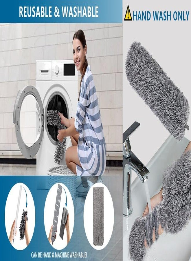Yorten Dust Cleaner Retractable Gap Dust Cleaning Artifact Flexible Extension Pole Reusable Bendable Long Handle Feather Duster Kit Microfiber Removable and Washable Gap Brush for Home & Kitchen - Image 4